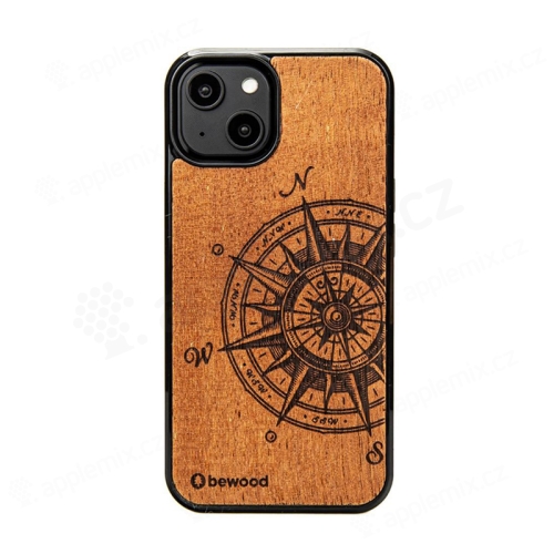 Kryt BEWOOD pro Apple iPhone 15 Pro - dřevěný - vintage kompas - hnědý