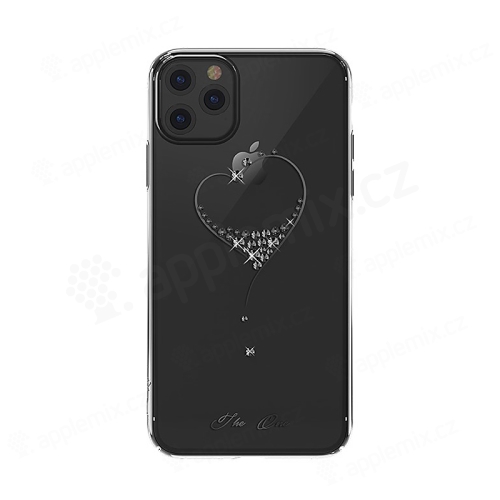 Kryt KINGXBAR pro Apple iPhone 11 Pro - průhledný s kamínky Swarovski - srdce - černý