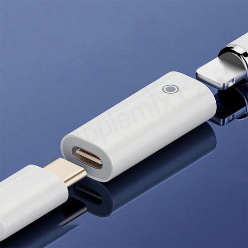 Adaptér Apple Pencil - Lightning samica / USB-C samica - párovanie / nabíjanie - biely