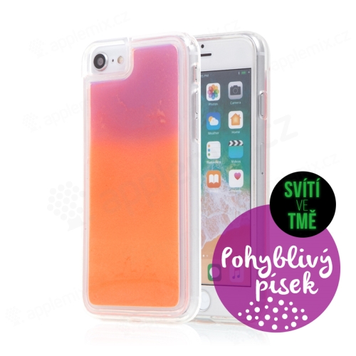 Kryt TACTICAL Glow pro Apple iPhone 6 / 6S / 7 / 8 / SE (2020) - pohyblivý svíticí písek - plastový - oranžový / fialový