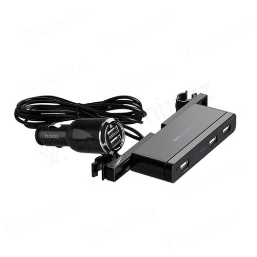 HOCO UC501 Inteligentná balančná nabíjačka do auta s 5x USB portom (5V / 8A) a nabíjacím nástavcom pre opierku chrbta - čierna