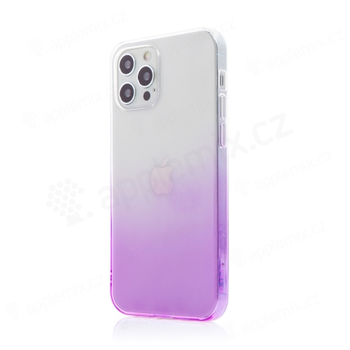 Kryt pre Apple iPhone 12 / 12 Pro - farebný prechod - gumový - priehľadný / fialový