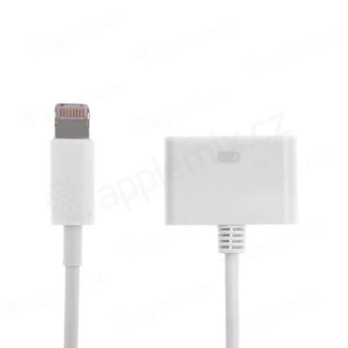 Redukcia Lightning konektor / 30pinový konektor pre Apple iPhone / iPad / iPod - biela - 15cm