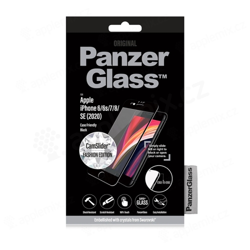 Tvrdené sklo PANZERGLASS pre Apple iPhone 6 / 6S / 7 / 8 / SE (2020) / SE (2022) - 2.5D - Case Friendly - Swarowski kryt fotoaparátu