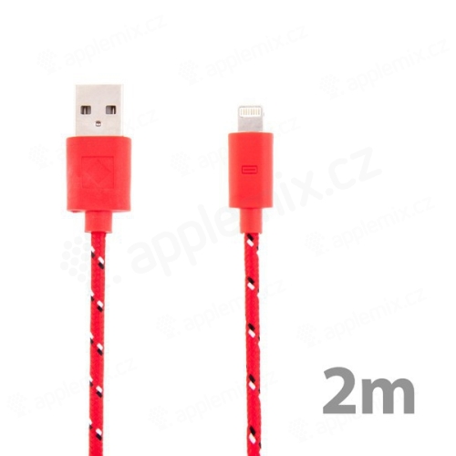 Synchronizační a nabíjecí kabel Lightning pro Apple iPhone / iPad / iPod - tkanička - červený - 2m