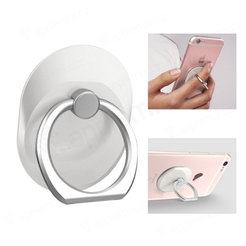 Stojánek / prsten na zadní stranu Apple iPhone - kovový - bílý