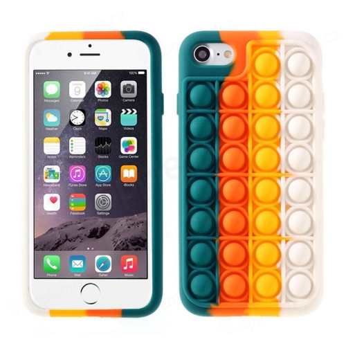 Kryt pre Apple iPhone 6 / 6S / 7 / 8 / SE (2020) / SE (2022) - bubliny "Pop it" - silikónový - zelený / oranžový