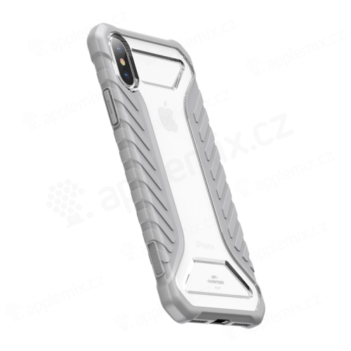 Kryt BASEUS pro Apple iPhone X - ultratenký - gumový - průhledný / šedý