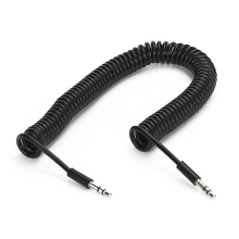 Spirálový flexibilní propojovací audio jack kabel 3,5mm pro Apple iPhone / iPad / iPod a další zařízení - černý