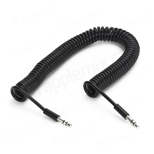 Špirálový flexibilný audio kábel jack 3,5 mm pre Apple iPhone / iPad / iPod a iné zariadenia - čierny
