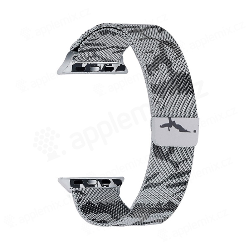 Řemínek pro Apple Watch 44mm Series 4 / 5 / 42mm 1 2 3 - magnetický - nerez - maskáčový - šedý / černý