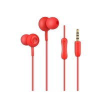 Sluchátka HOCO pro Apple zařízení - špunty - mikrofon + tlačítko přijetí hovoru - červená