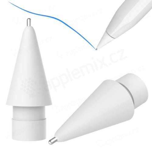 Náhradný hrot pre Apple Pencil 1 / Pencil 2 - plast / kov - tenký - biely
