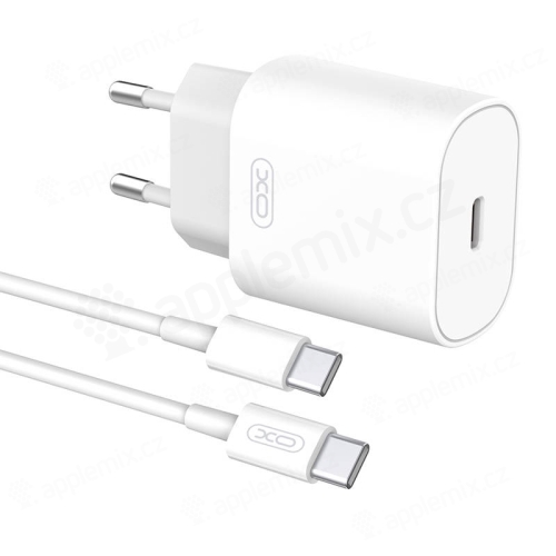 2v1 nabíjecí sada XO L91 pro Apple iPhone / iPad - EU adaptér + kabel USB-C - USB-C 1m - 25W - bílá