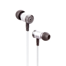 Sluchátka SWISSTEN pro Apple zařízení - špunty - ovládání + mikrofon - kov / guma - stříbrná