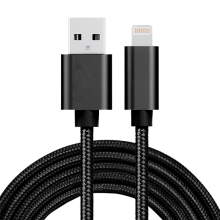 Synchronizační a nabíjecí kabel - Lightning pro Apple zařízení - tkanička - kovové koncovky - černý