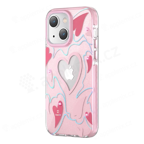 Kryt KINGXBAR Heart pro Apple iPhone 14 - plastový / gumový - srdce - růžový
