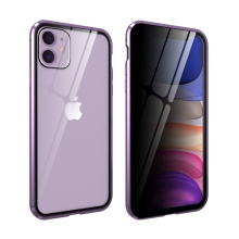 Kryt pro Apple iPhone 11 - 360° ochrana - magnetické uchycení - skleněný / kovový - fialový