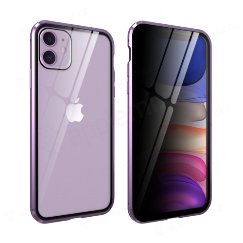 Kryt pre Apple iPhone 11 - 360° ochrana - magnetické uchytenie - sklo / kov - fialový