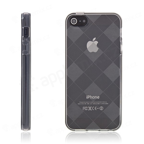 Ochranný gumový kryt pro Apple iPhone 5 / 5S / SE - šedý se vzorem kosočtverců
