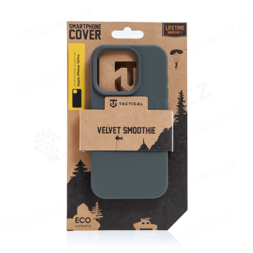 Kryt TACTICAL Velvet Smoothie pre Apple iPhone 15 Pro - príjemný na dotyk - silikónový - khaki zelený