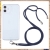 Kryt pre Apple iPhone 11 - Šnúrka na krk - Gumový - Priehľadný / Tmavomodrá šnúrka