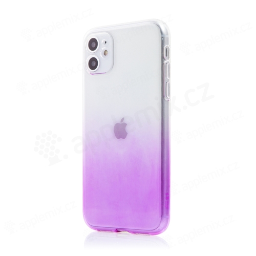 Kryt pre Apple iPhone 11 - farebný prechod - gumový - priehľadný / fialový