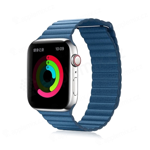 Remienok DEVIA pre Apple Watch 41 mm / 40 mm / 38 mm - syntetická koža - modro-šedý