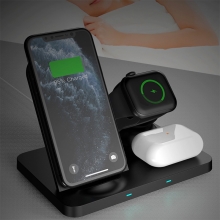 3v1 nabíjecí stanice Qi XO pro Apple iPhone + AirPods + Watch - skládací - černá
