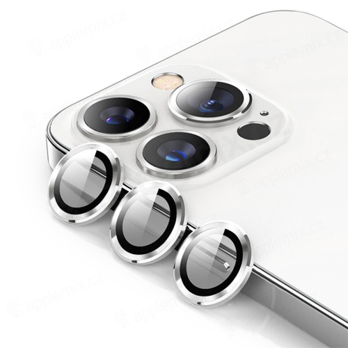 Tvrzené sklo (Tempered Glass) ENKAY pro Apple iPhone 15 Pro / 15 Pro Max - na čočku kamery - stříbrné