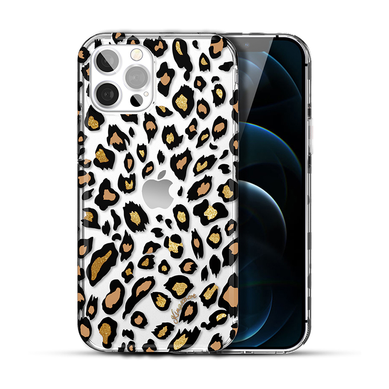 Kryt KINGXBAR Wild pro Apple iPhone 13 Pro - leopardí vzor - plastový / gumový - hnědý