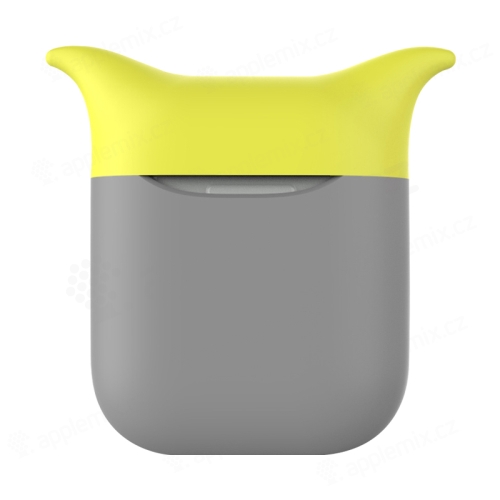 Pouzdro / obal pro Apple AirPods - silikonové - šedé / žluté - čert