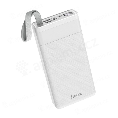Externí baterie / power bank HOCO J73 - 30000 mAh - 2x USB + USB-C + Lightning + LED lampička - bílá