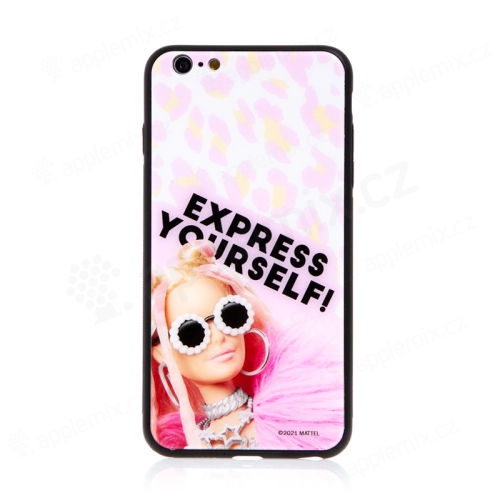 Kryt BARBIE pro Apple iPhone 6 Plus / 6S Plus - Express Yourself - skleněný - růžový