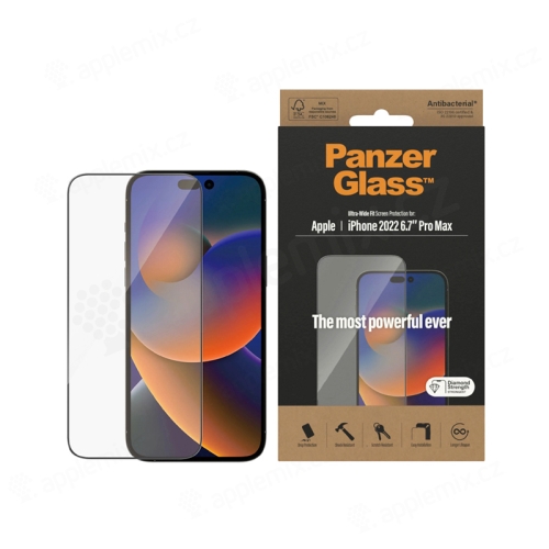 Tvrdené sklo PANZERGLASS pre Apple iPhone 14 Pro Max - Ultra široké uloženie - čierny rám