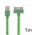 Synchronizační a nabíjecí kabel s 30pin konektorem pro Apple iPhone / iPad / iPod - tkanička - plochý zelený - 1m