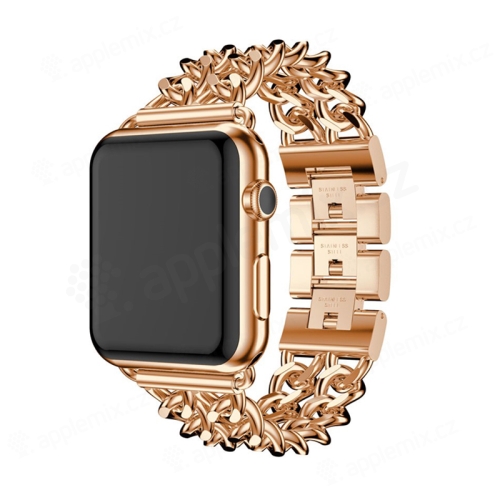 Řemínek pro Apple Watch 42mm / 41mm / 40mm / 38mm- s řetízky - kovový - zlatý