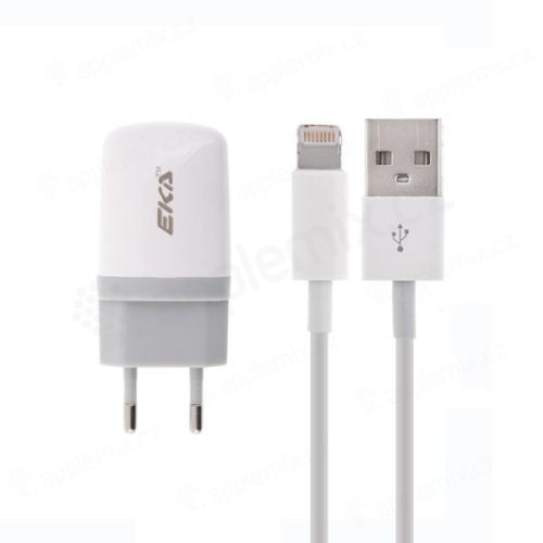 Nabíjecí sada 2v1 pro Apple iPhone / iPod - EU napájecí adaptér a USB kabel s Lightning konektorem - bílá