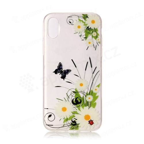 Kryt pro Apple iPhone X / Xs - gumový - květiny a motýli