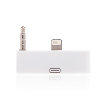 Redukce / adaptér 30pin-konektor na Lightning s audio 3,5mm jack konektorem pro Apple iPhone 6 Plus / 6S Plus - bílá