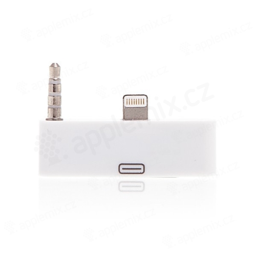 Redukce / adaptér 30pin-konektor na Lightning s audio 3,5mm jack konektorem pro Apple iPhone 6 Plus / 6S Plus - bílá