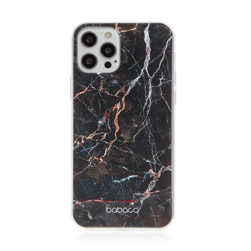 Kryt BABACO pro Apple iPhone 12 / 12 Pro - gumový - černý mramor; 0000071058