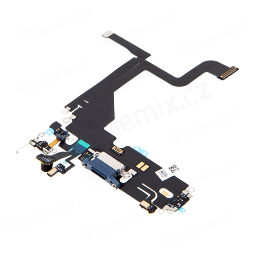 Napájací a dátový konektor s flex káblom + mikrofóny pre Apple iPhone 13 Pro - modrý - kvalita A+