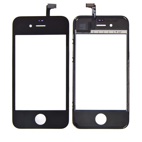 Náhradní sklo s dotykovou vrstvou (touch screen digitizer) pro Apple iPhone 4S - černý rámeček - kvalita A