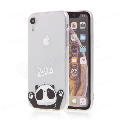 Kryt pro Apple iPhone Xr - gumový - průhledný / mávající panda