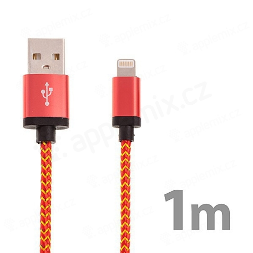 Synchronizační a nabíjecí kabel Lightning pro Apple iPhone / iPad / iPod - opletený červený