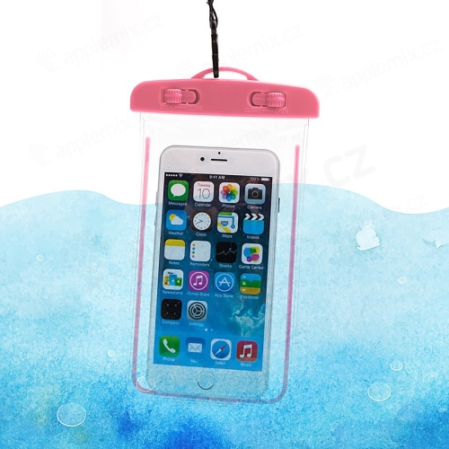 Pouzdro pro Apple iPhone - voděodolné - plast / guma - průhledné / růžové