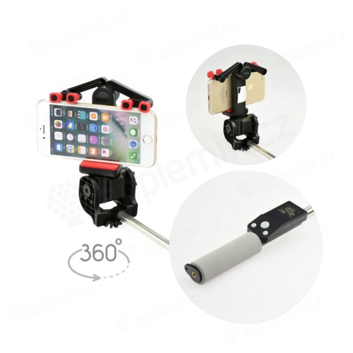 360° selfie tyč / monopod - Bluetooth spoušť a otáčení