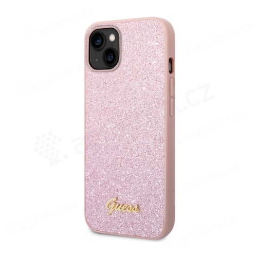 Kryt GUESS Metal Flakes pre Apple iPhone 14 Plus - trblietavý - plast/guma - ružový