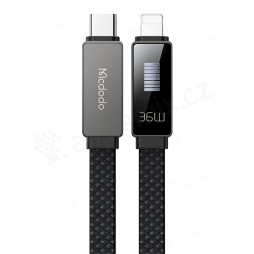 Synchronizační a nabíjecí kabel MCDODO - USB-C / Lightning - 36W - LED displej - 1,2m - černý